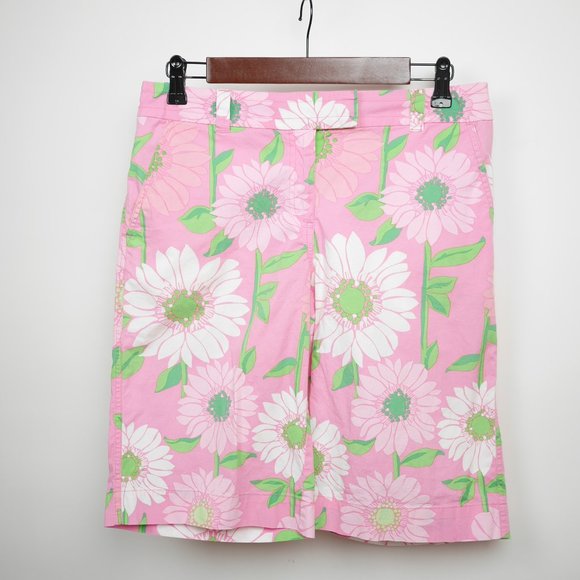 LILLY PULITZERPink & green floral Bermuda shorts